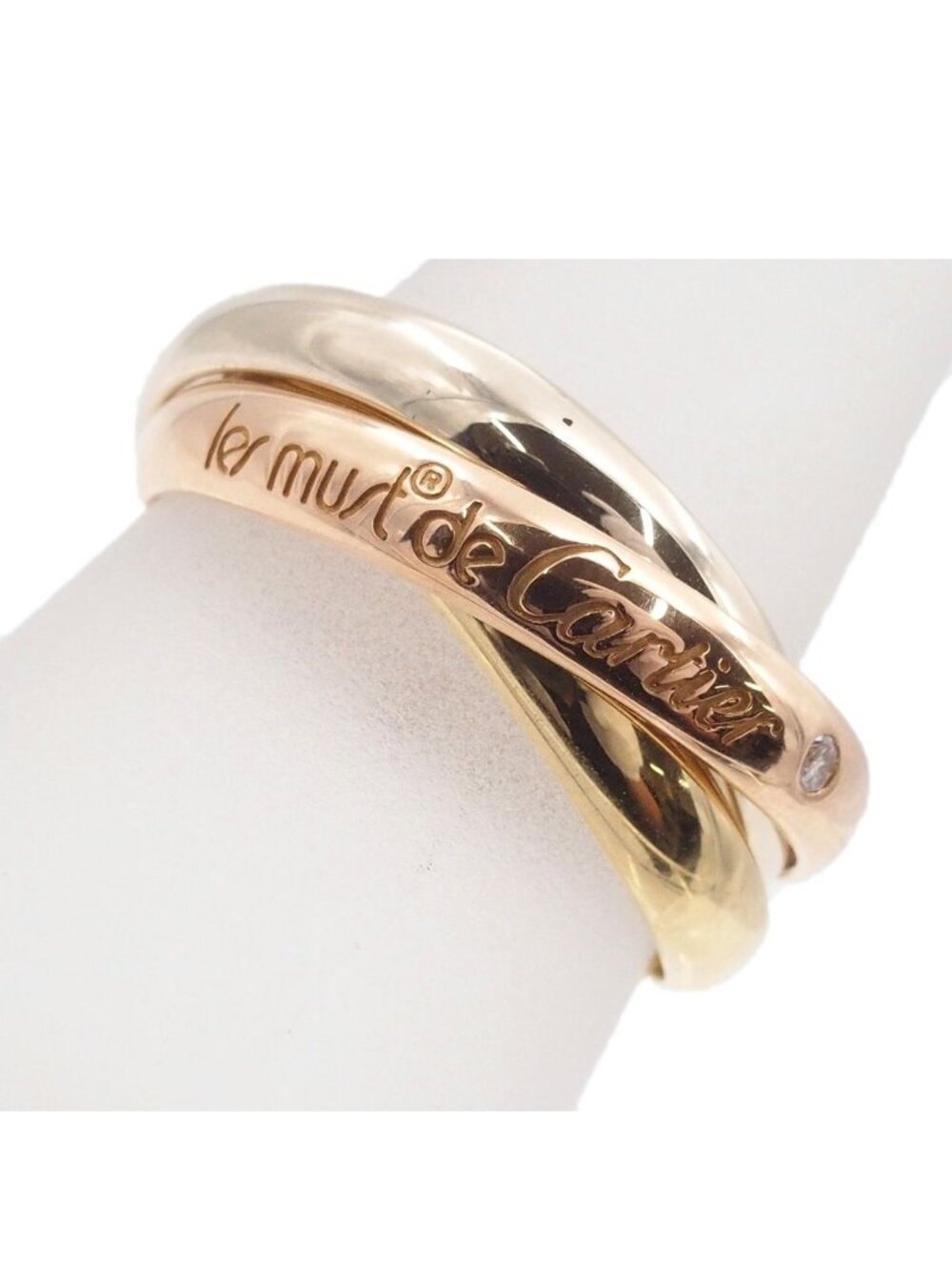 Cartier Trinity MM Three Color Gold Diamond 54 Ring